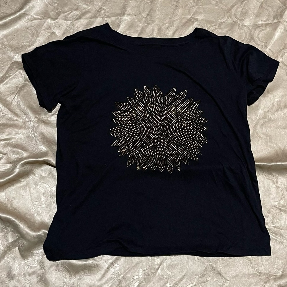 Black Sunflower Embellished Women's Top